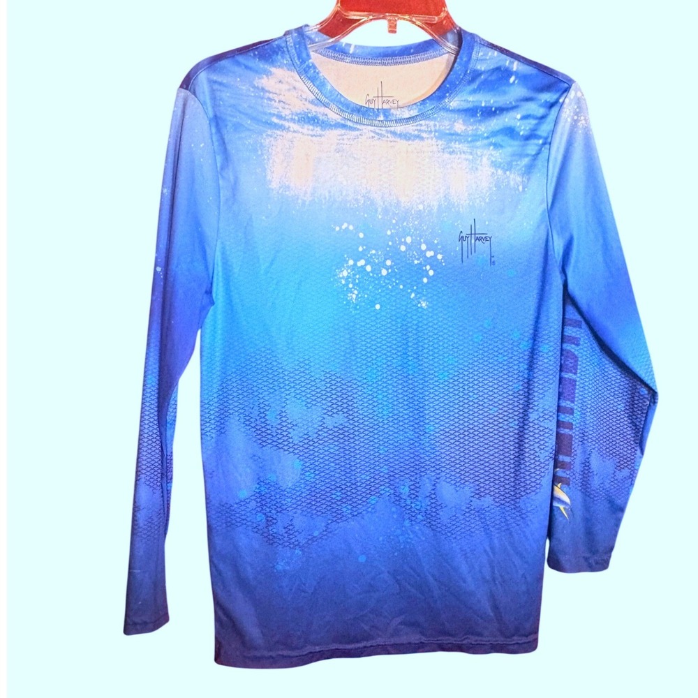Guy Harvey Performance Shirt Kids XXL‎ Blue Good Long Sleeve Marlin Graphic